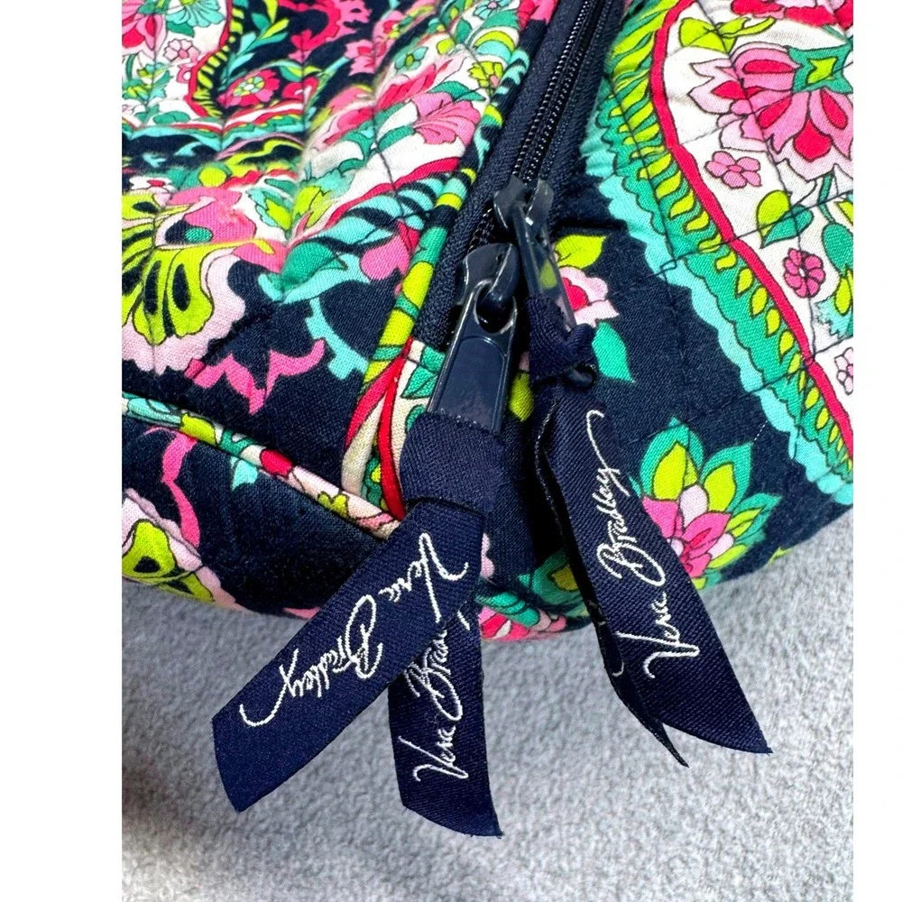Vera Bradley Campus Backpack Womens Large Navy Pink Paisley In Paradise Quilted